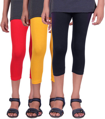 

Alisha Capri For Girls Casual Solid Cotton(Multicolor Pack of 3, Black;red;yellow