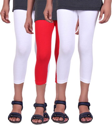 

Alisha Capri For Girls Casual Solid Cotton(Multicolor Pack of 3, Red;white