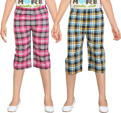 

Sini Mini Capri For Girls Casual Checkered Cotton(Multicolor Pack of 2