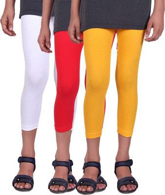 

Alisha Capri For Girls Casual Solid Cotton(Multicolor Pack of 3, Red;white;yellow