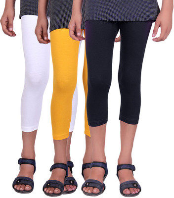 

Alisha Capri For Girls Casual Solid Cotton(Multicolor Pack of 3, Black;white;yellow