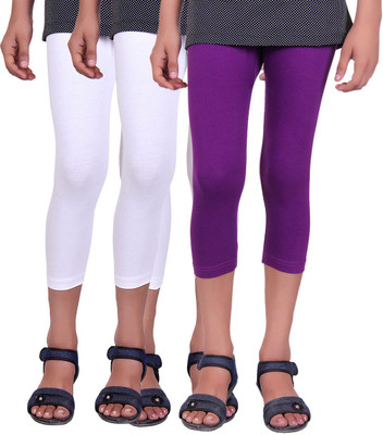 

Alisha Capri For Girls Casual Solid Cotton(Multicolor Pack of 3, Purple;white