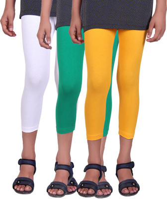 

Alisha Capri For Girls Casual Solid Cotton(Multicolor Pack of 3, Green;white;yellow