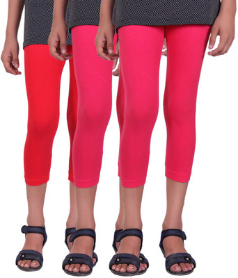 

Alisha Capri For Girls Casual Solid Cotton(Multicolor Pack of 3, Rani;red