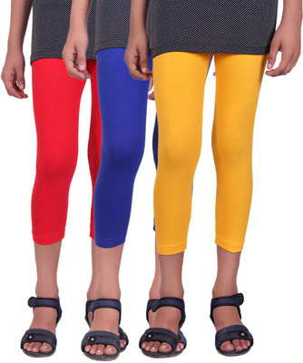 

Alisha Capri For Girls Casual Solid Cotton(Multicolor Pack of 3, Red;royal blue;yellow
