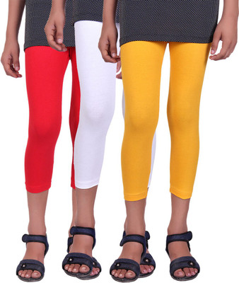 

Alisha Capri For Girls Casual Solid Cotton(Multicolor Pack of 3, Red;white;yellow