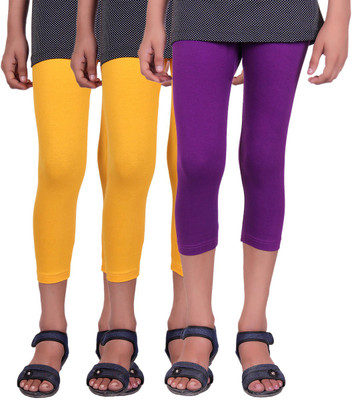 

Alisha Capri For Girls Casual Solid Cotton(Multicolor Pack of 3, Purple;yellow
