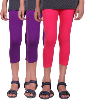 

Alisha Capri For Girls Casual Solid Cotton(Multicolor Pack of 3, Purple;rani