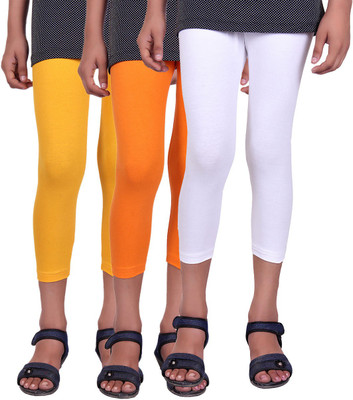 

Alisha Capri For Girls Casual Solid Cotton(Multicolor Pack of 3, Orange;white;yellow