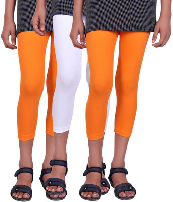 

Alisha Capri For Girls Casual Solid Cotton(Multicolor Pack of 3, Orange;white