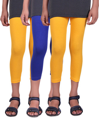 

Alisha Capri For Girls Casual Solid Cotton(Multicolor Pack of 3, Royal blue;yellow