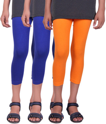 

Alisha Capri For Girls Casual Solid Cotton(Multicolor Pack of 3, Orange;royal blue