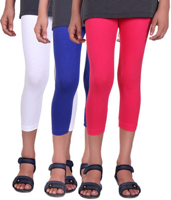 

Alisha Capri For Girls Casual Solid Cotton(Multicolor Pack of 3, Rani;royal blue;white