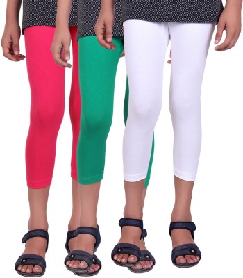 

Alisha Capri For Girls Casual Solid Cotton(Multicolor Pack of 3, Green;rani;white