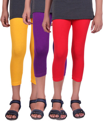 

Alisha Capri For Girls Casual Solid Cotton(Multicolor Pack of 3, Purple;red;yellow