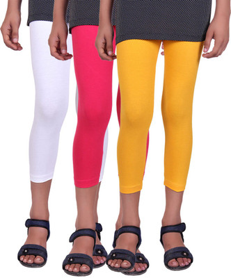 

Alisha Capri For Girls Casual Solid Cotton(Multicolor Pack of 3, Rani;white;yellow