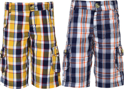 

Joven Capri For Boys Casual Checkered Cotton(Multicolor Pack of 2, Multi colour