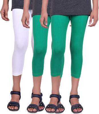 

Alisha Capri For Girls Casual Solid Cotton(Multicolor Pack of 3, Green;white
