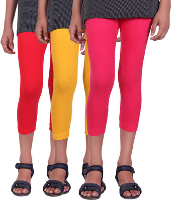 

Alisha Capri For Girls Casual Solid Cotton(Multicolor Pack of 3, Rani;red;yellow