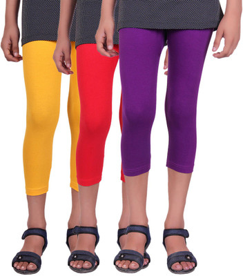 

Alisha Capri For Girls Casual Solid Cotton(Multicolor Pack of 3, Purple;red;yellow