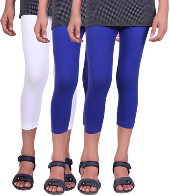

Alisha Capri For Girls Casual Solid Cotton(Multicolor Pack of 3, Royal blue;white