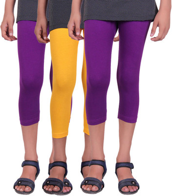 

Alisha Capri For Girls Casual Solid Cotton(Multicolor Pack of 3, Purple;yellow