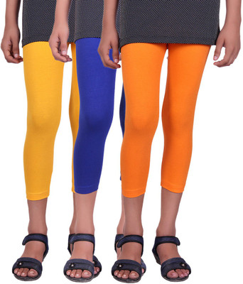 

Alisha Capri For Girls Casual Solid Cotton(Multicolor Pack of 3, Orange;royal blue;yellow