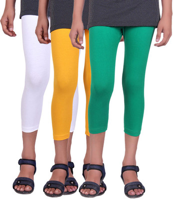 

Alisha Capri For Girls Casual Solid Cotton(Multicolor Pack of 3, Green;white;yellow