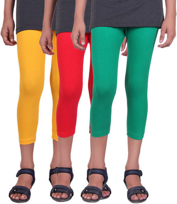 

Alisha Capri For Girls Casual Solid Cotton(Multicolor Pack of 3, Green;red;yellow