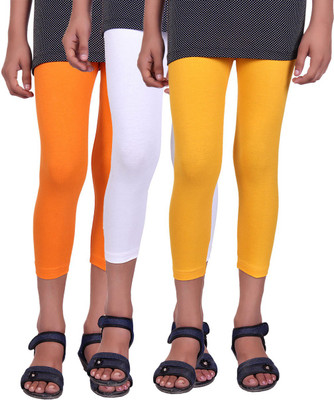 

Alisha Capri For Girls Casual Solid Cotton(Multicolor Pack of 3, Orange;white;yellow