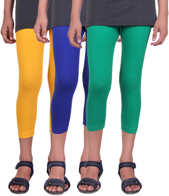 

Alisha Capri For Girls Casual Solid Cotton(Multicolor Pack of 3, Green;royal blue;yellow