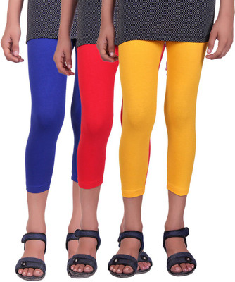 

Alisha Capri For Girls Casual Solid Cotton(Multicolor Pack of 3, Red;royal blue;yellow