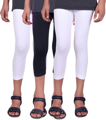 

Alisha Capri For Girls Casual Solid Cotton(Multicolor Pack of 3, Black;white