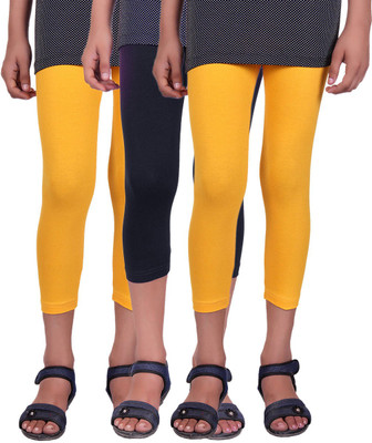 

Alisha Capri For Girls Casual Solid Cotton(Multicolor Pack of 3, Black;yellow