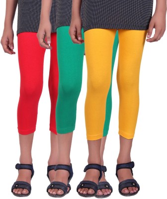 

Alisha Capri For Girls Casual Solid Cotton(Multicolor Pack of 3, Green;red;yellow