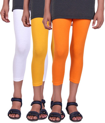 

Alisha Capri For Girls Casual Solid Cotton(Multicolor Pack of 3, Orange;white;yellow