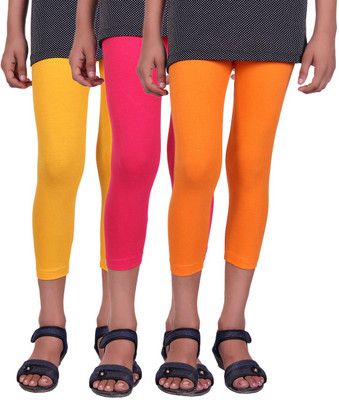 

Alisha Capri For Girls Casual Solid Cotton(Multicolor Pack of 3, Orange;rani;yellow