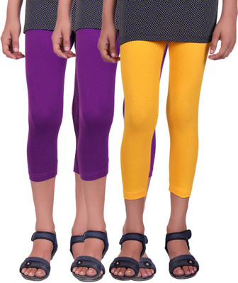

Alisha Capri For Girls Casual Solid Cotton(Multicolor Pack of 3, Purple;yellow
