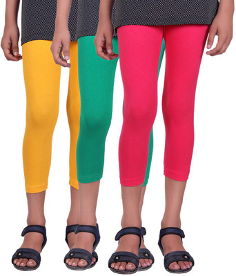 

Alisha Capri For Girls Casual Solid Cotton(Multicolor Pack of 3, Green;rani;yellow