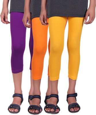 

Alisha Capri For Girls Casual Solid Cotton(Multicolor Pack of 3, Orange;purple;yellow