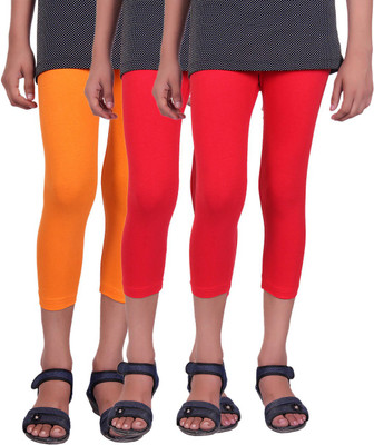 

Alisha Capri For Girls Casual Solid Cotton(Multicolor Pack of 3, Orange;red
