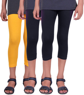 

Alisha Capri For Girls Casual Solid Cotton(Multicolor Pack of 3, Black;yellow