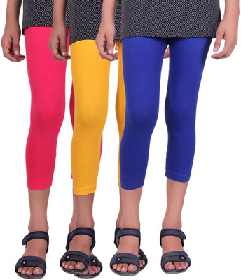 

Alisha Capri For Girls Casual Solid Cotton(Multicolor Pack of 3, Rani;royal blue;yellow