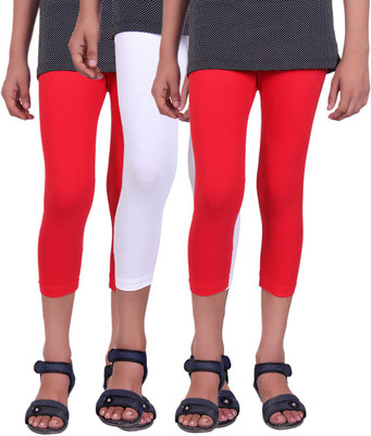

Alisha Capri For Girls Casual Solid Cotton(Multicolor Pack of 3, Red;white