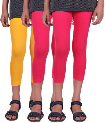 

Alisha Capri For Girls Casual Solid Cotton(Multicolor Pack of 3, Rani;yellow
