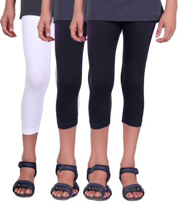 

Alisha Capri For Girls Casual Solid Cotton(Multicolor Pack of 3, Black;white