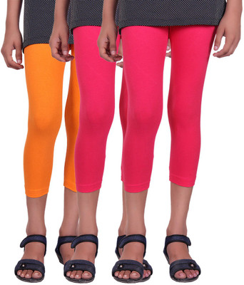 

Alisha Capri For Girls Casual Solid Cotton(Multicolor Pack of 3, Orange;rani