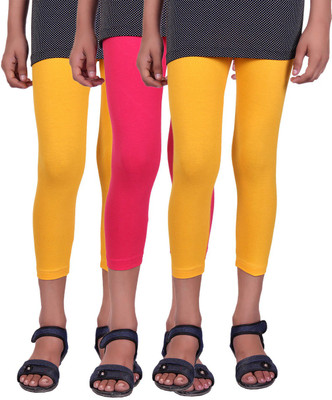 

Alisha Capri For Girls Casual Solid Cotton(Multicolor Pack of 3, Rani;yellow