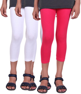 

Alisha Capri For Girls Casual Solid Cotton(Multicolor Pack of 3, Rani;white
