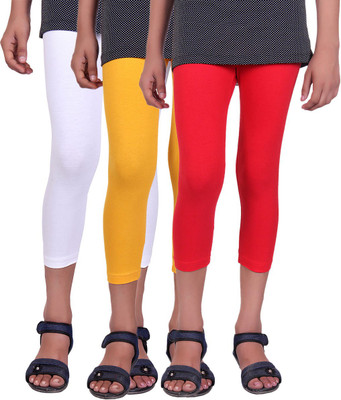 

Alisha Capri For Girls Casual Solid Cotton(Multicolor Pack of 3, Red;white;yellow